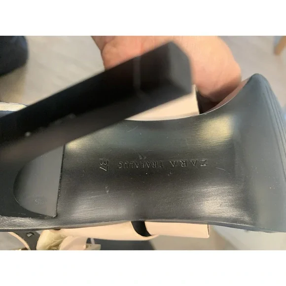 ( 104 ) Zara trafaluc heels womens size 37 pink gold and black - Picture 6 of 7